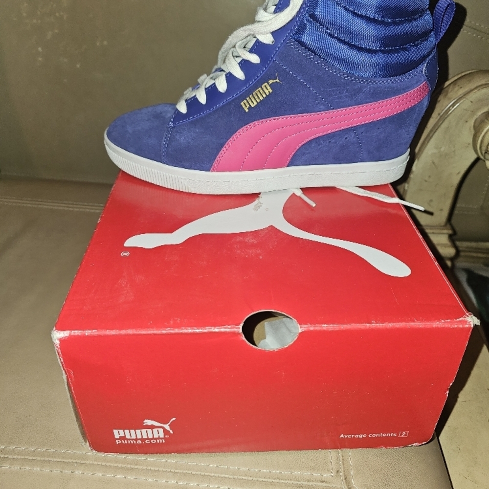 Puma Blue and Pink High-Top Sneakers